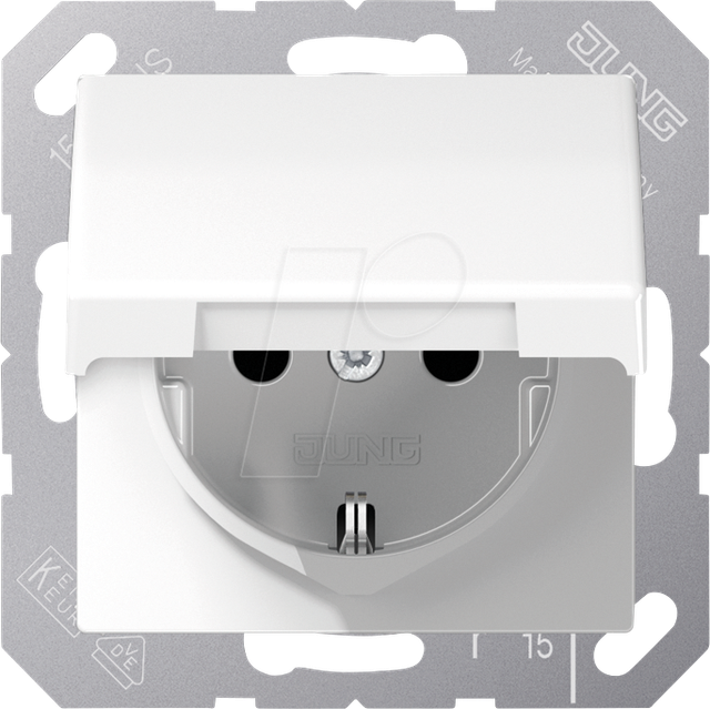 Jung SCHUKO-Steckdose 16A 250V Klappdeckel AS 1520 BFKIKL WW - AS1520BFKIKLWW