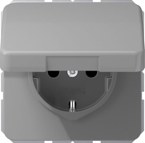 Jung SCHUKO-Steckdose 16A 250V Klappdeckel CD 1520 BFKL GR - CD1520BFKLGR