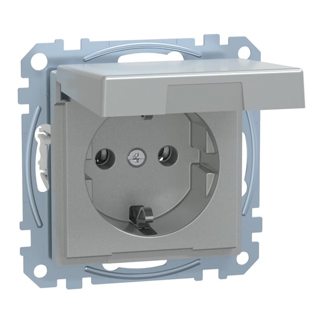 Merten SCHUKO-Steckdose alu Klappdeckel MEG2310-0460 - MEG2310-0460