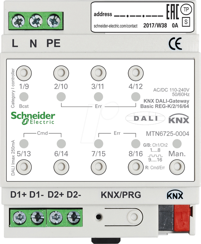 Schneider Electric KNX DALI-Gateway Basic REG-K/2/16/64 2Kanal MTN6725-0004 - MTN6725-0004