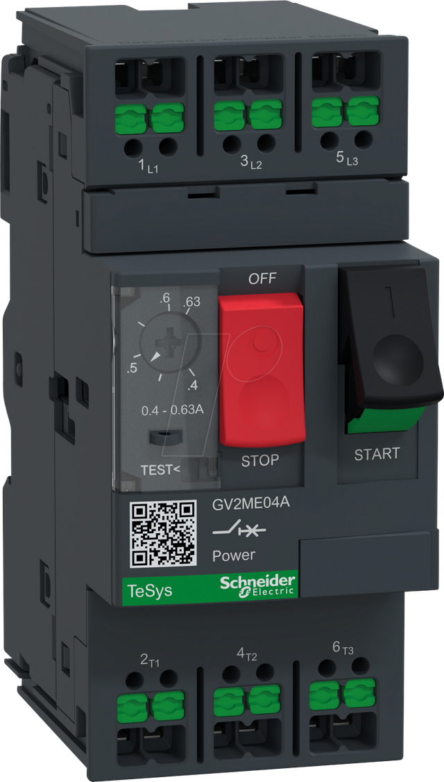 Schneider Electric Motorschutzschalter 0,4-0,63A Snapin GV2ME04A - GV2ME04A