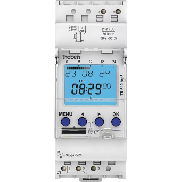 Theben Dig. Zeitschaltuhr 12-24 V Astroprogr., 1 Kanal TR 610 top3 12-24V - 6104130
