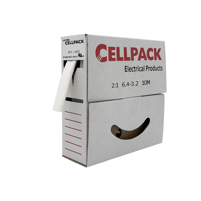 Cellpack Schrumpfschlauch in Abrollbox 10m SB/6.4-3.2/weiß/
