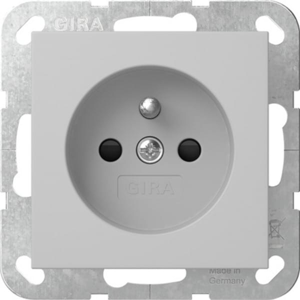 Gira Steckd. Erdstift+SH Grau 4485015