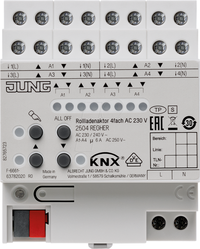 Jung KNX Jalousieaktor REG Gehäuse 4TE 2504 REGHE
