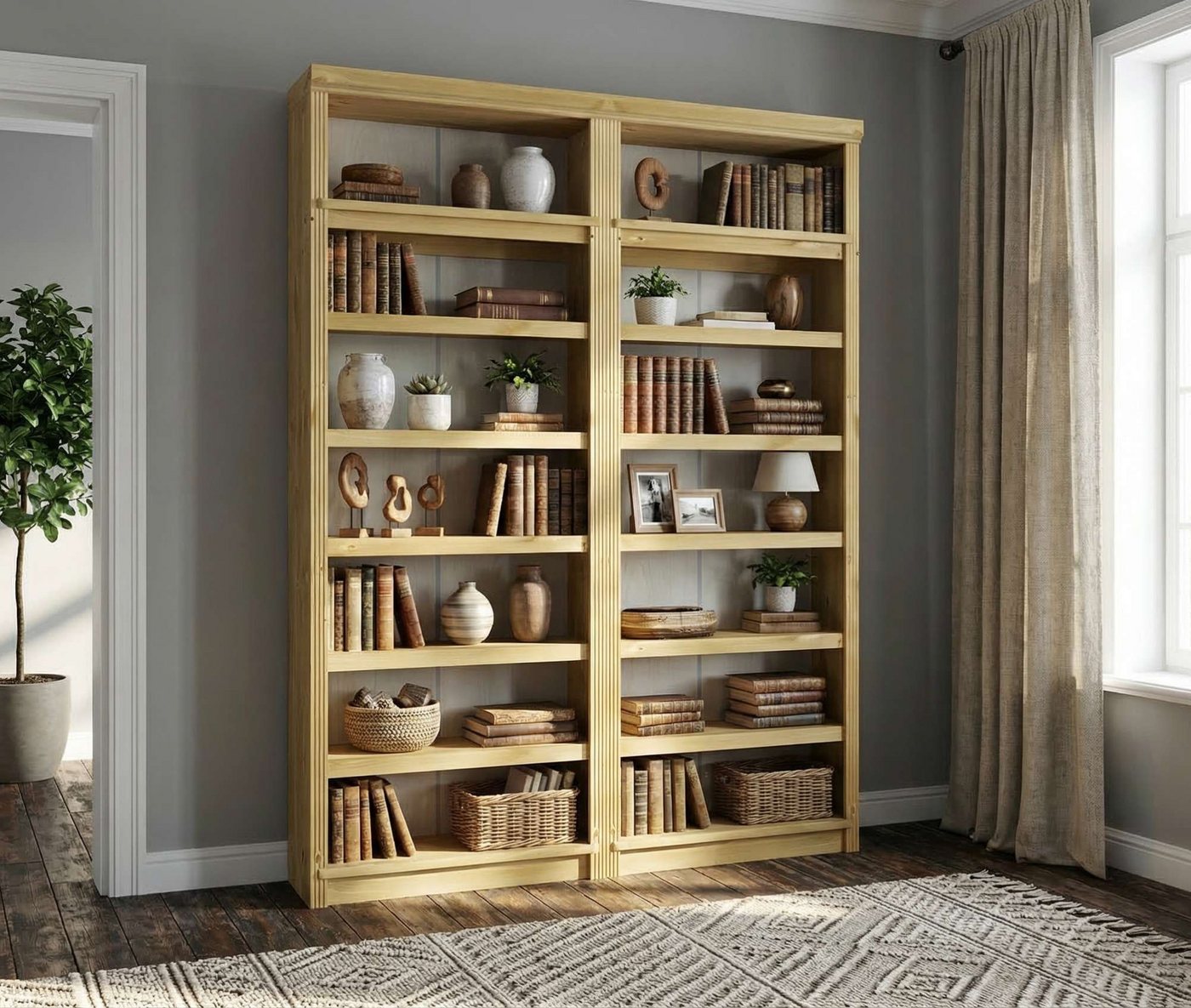 OTTO home Bibliothek Soeren 2 Regale á Breite 80 cm, Höhe 220 cm, Tiefe 29 cm, Set 2-tlg., 2 Bücherregale - zusammen oder getrennt stellbar Bild 3