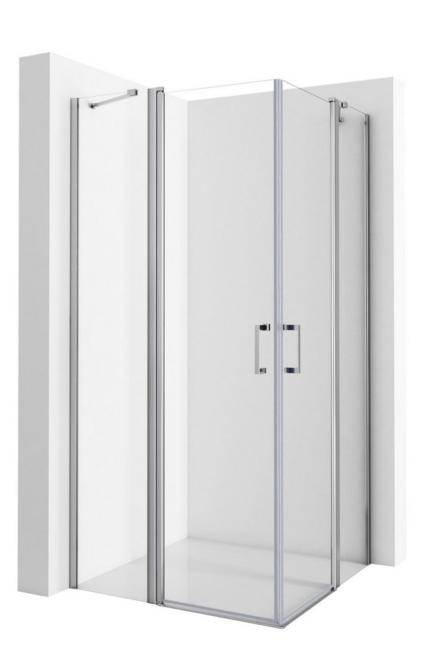 Boromal Eckdusche Duschkabine 75x80 Schwingtür 6mm ESG mit Hebe- und Senk Mechanismus, BxT: 75x80 cm, Einscheibensicherheitsglas, Wasserabweisende Nanobeschichtung Bild 2