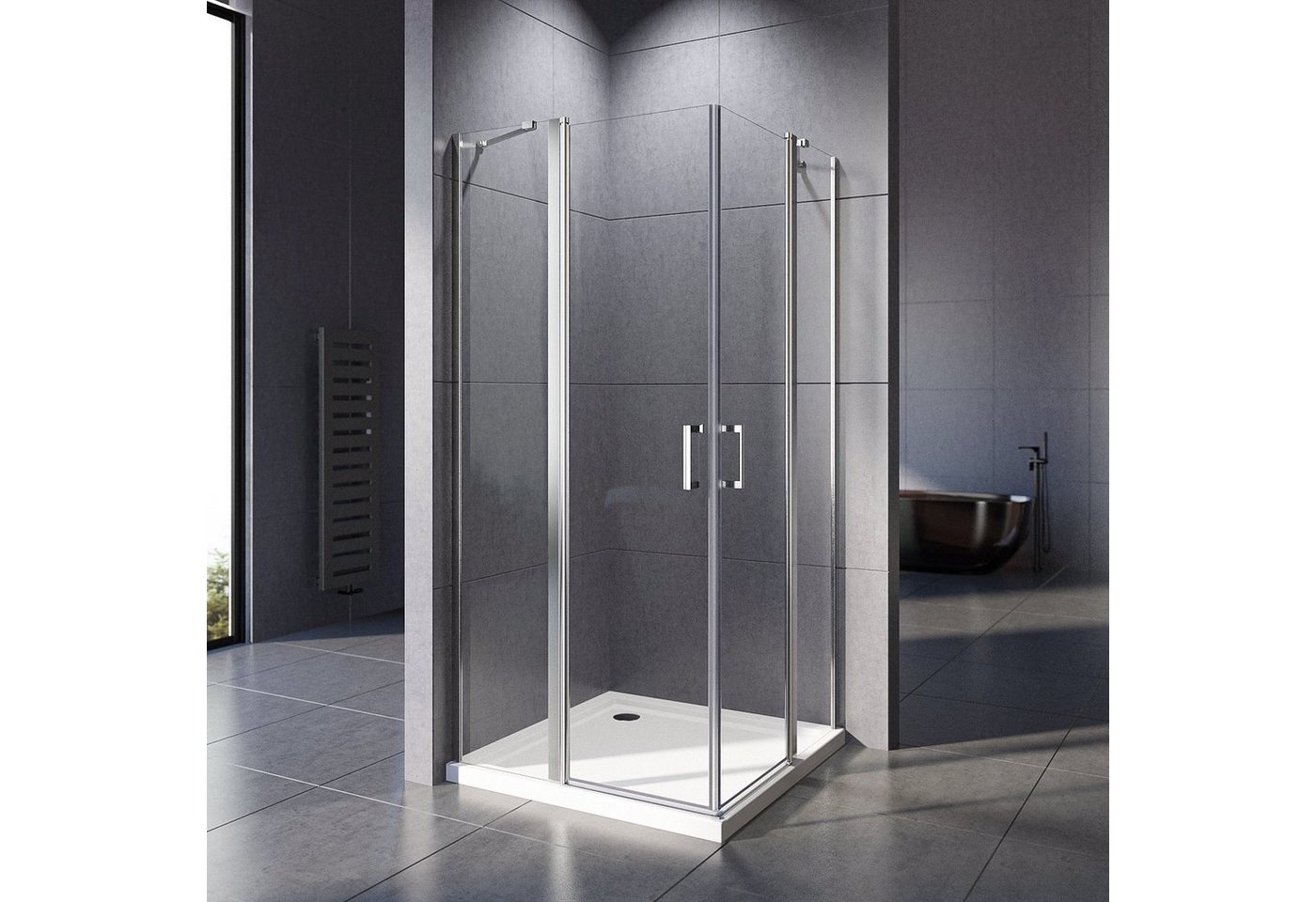 Boromal Eckdusche Duschkabine 75x80 Schwingtür 6mm ESG mit Hebe- und Senk Mechanismus, BxT: 75x80 cm, Einscheibensicherheitsglas, Wasserabweisende Nanobeschichtung Bild 3