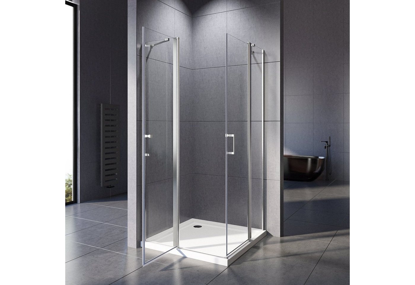 Boromal Eckdusche Duschkabine 75x80 Schwingtür 6mm ESG mit Hebe- und Senk Mechanismus, BxT: 75x80 cm, Einscheibensicherheitsglas, Wasserabweisende Nanobeschichtung Bild 4