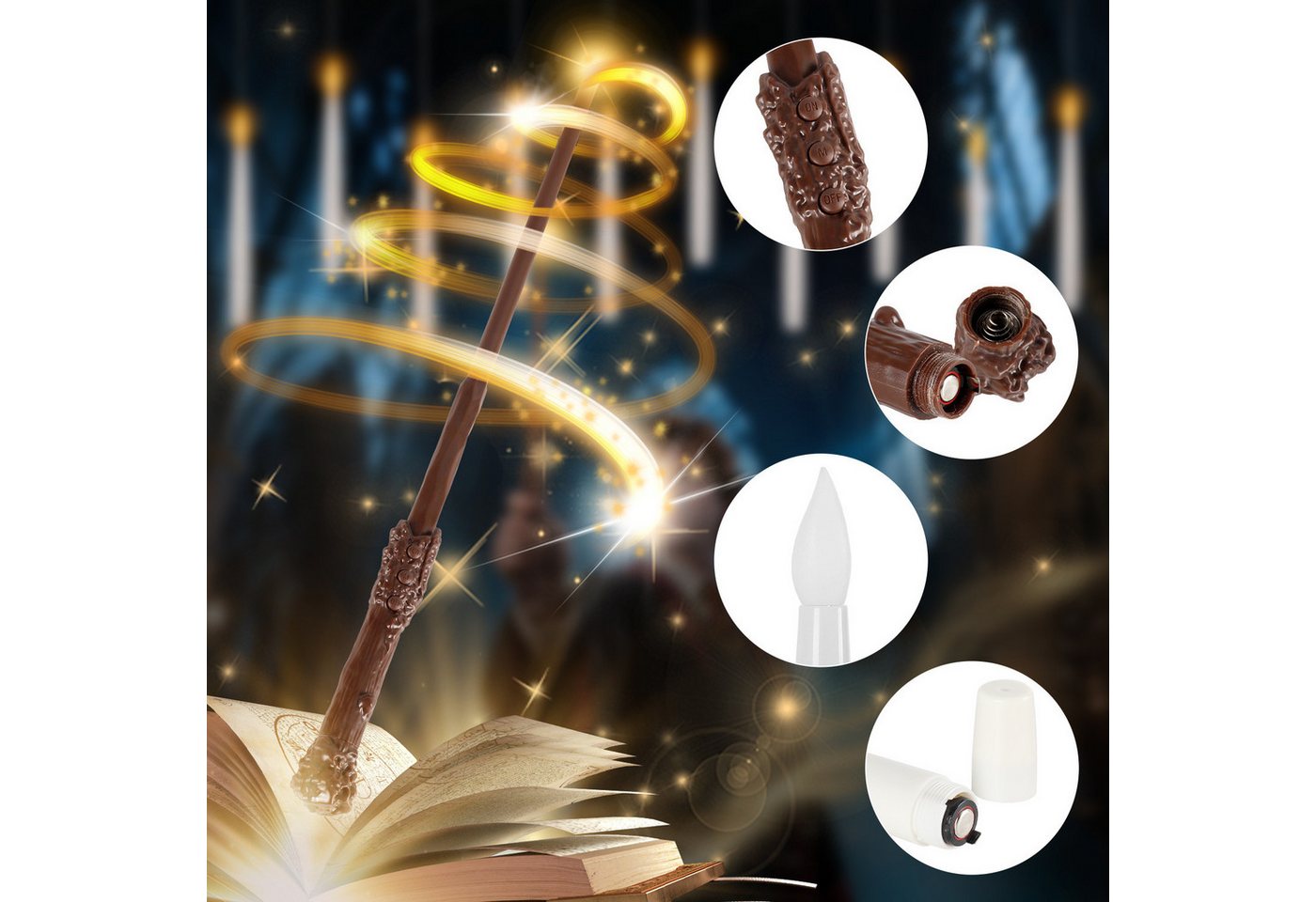 Clanmacy LED-Christbaumkerzen Flackernde Schwebende Kerzen mit Zauberstab,Hängende Fliegende Kerzen Bild 4