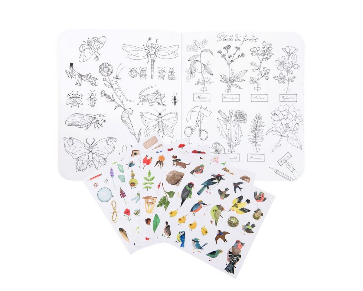 Moulin Roty Malvorlage Mal- und Stickerbuch Der Botanist & 148 Sticker für kreative Kinder (Set), Mal- und Stickerbuch Bild 2