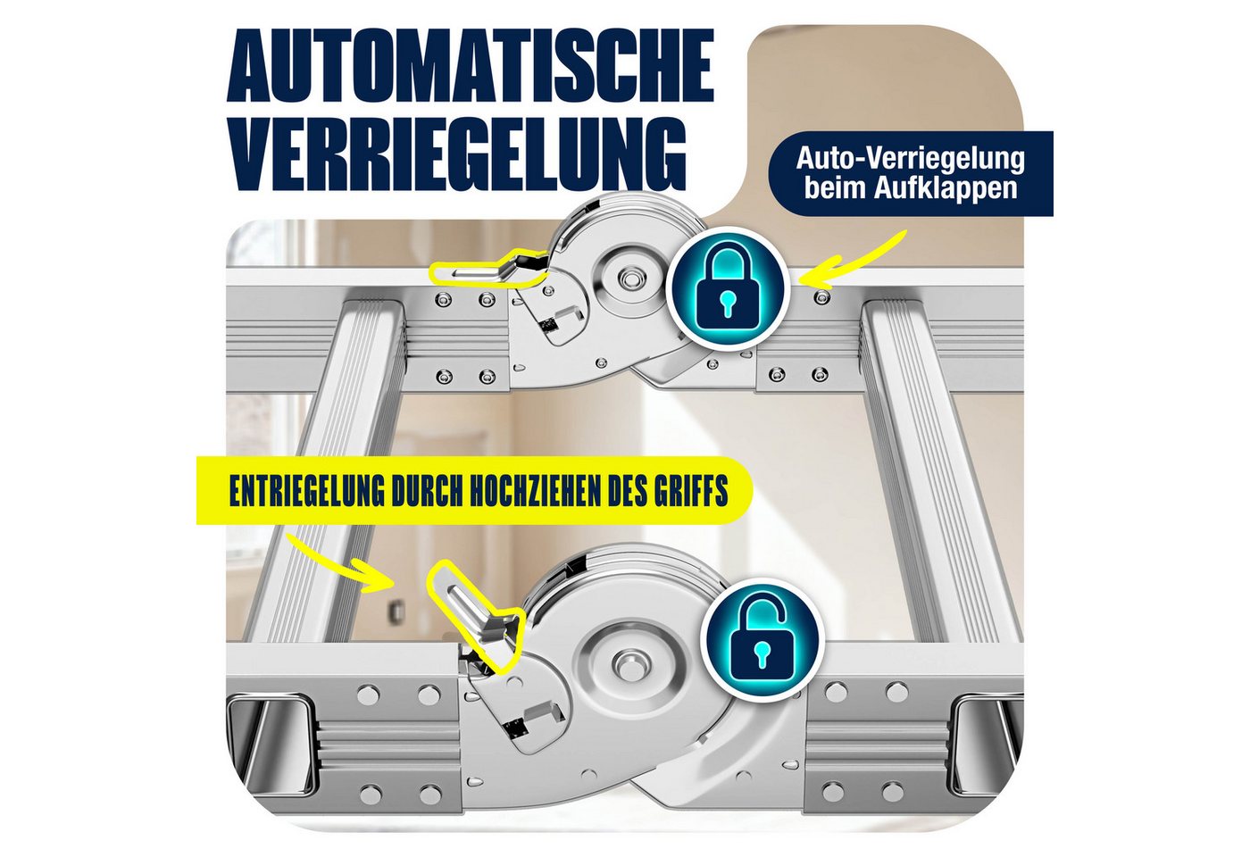 MASKO Vielzweckleiter Aluminium 6in1 Mehrzweckleiter 4x4 Stufen, 470cm, bis 150kg belastbar, multifunktionale Gelenkleiter, Anlegeleiter, Steh- & Treppenleiter Bild 3