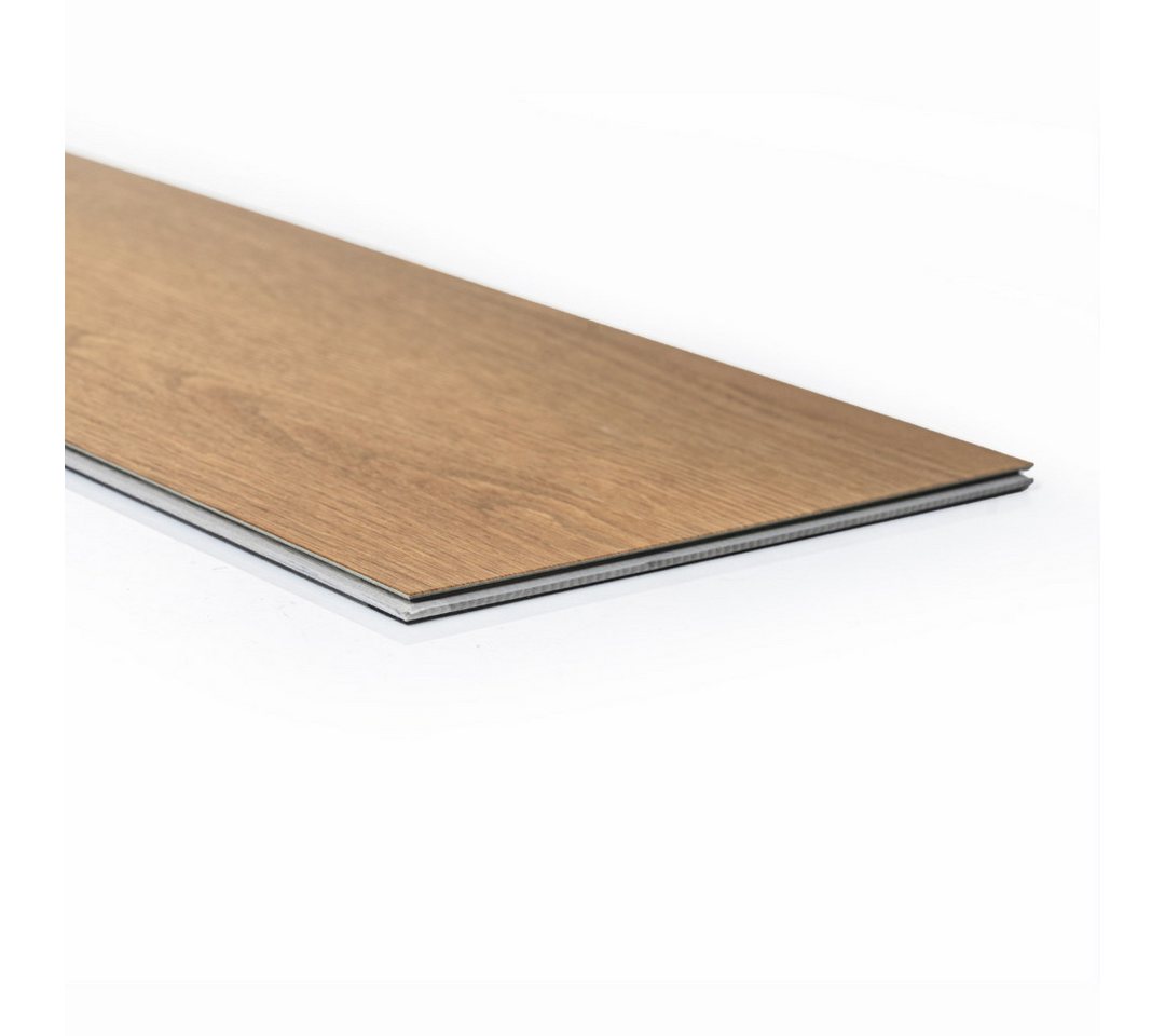 Mega-Holz Designboden Klickvinyl in Holzoptik PREMIUM PVC Vinylboden mit Trittschalldämmung, Packung, 1 Packung = 6 Dielen, Wasserfest und für Fußbodenheizung & Feuchträume geeignet (Muster) Bild 5