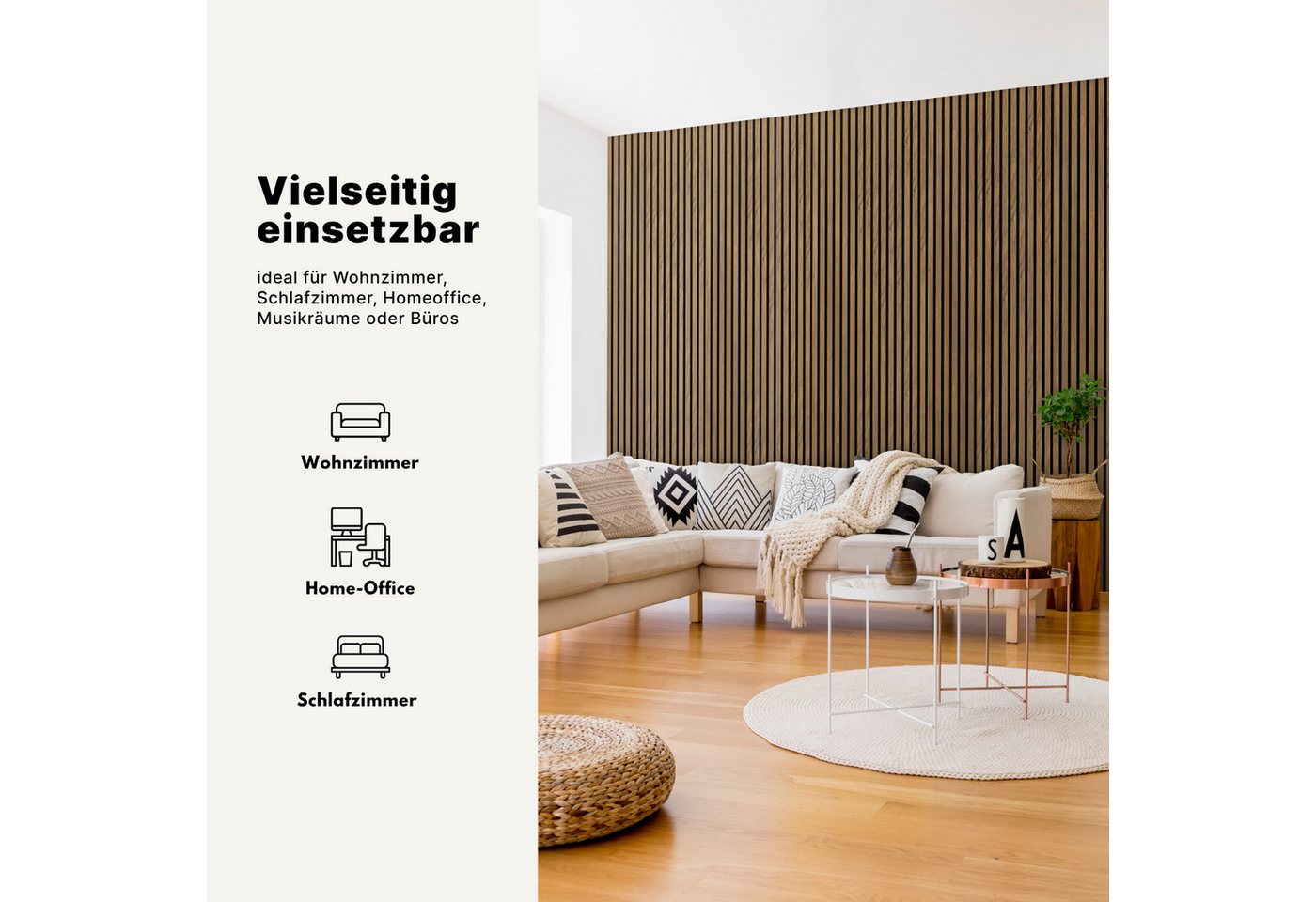 MTP Online-Shop GmbH Wandpaneel, Eiche Goldbraun - 240x60cm, Schallabsorption & modernes Design, BxL: 60x240 cm, 1,44 qm Bild 2