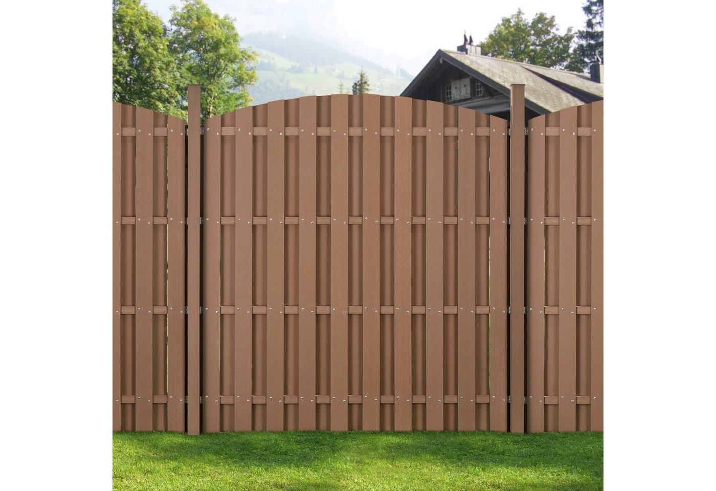 neu.holz Sonnenschutz, blickdicht, WPC Gartenzaun Sichtschutz Windschutz Braun 185 x 376 cm Bild 3