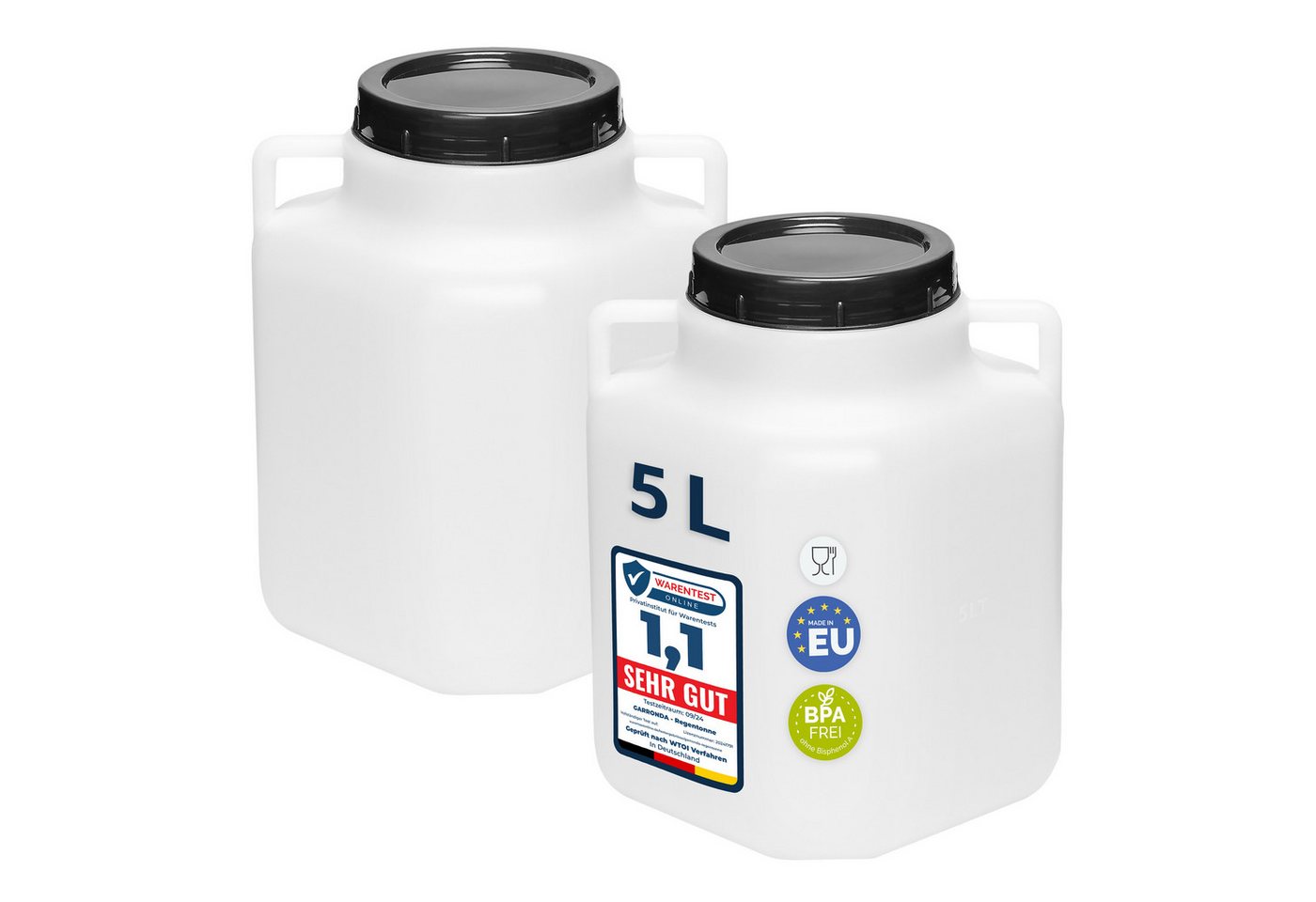 Garronda Regentonne Set BPA-freies quadratisches Fass Behälter mit Deckel GD-0134, 5 l, (2-tlg), BPA-Frei Bild 4