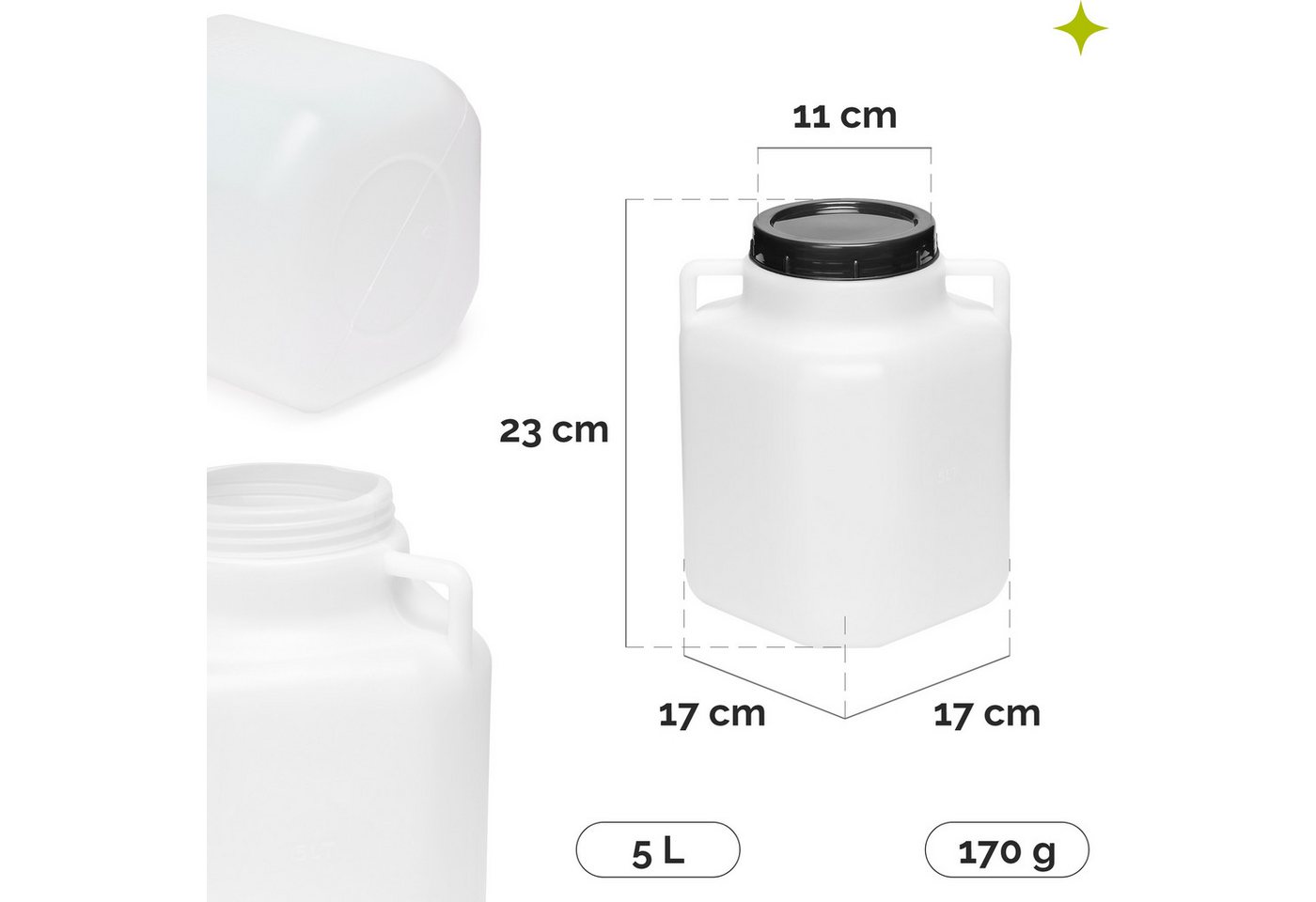 Garronda Regentonne Set BPA-freies quadratisches Fass Behälter mit Deckel GD-0134, 5 l, (2-tlg), BPA-Frei Bild 5