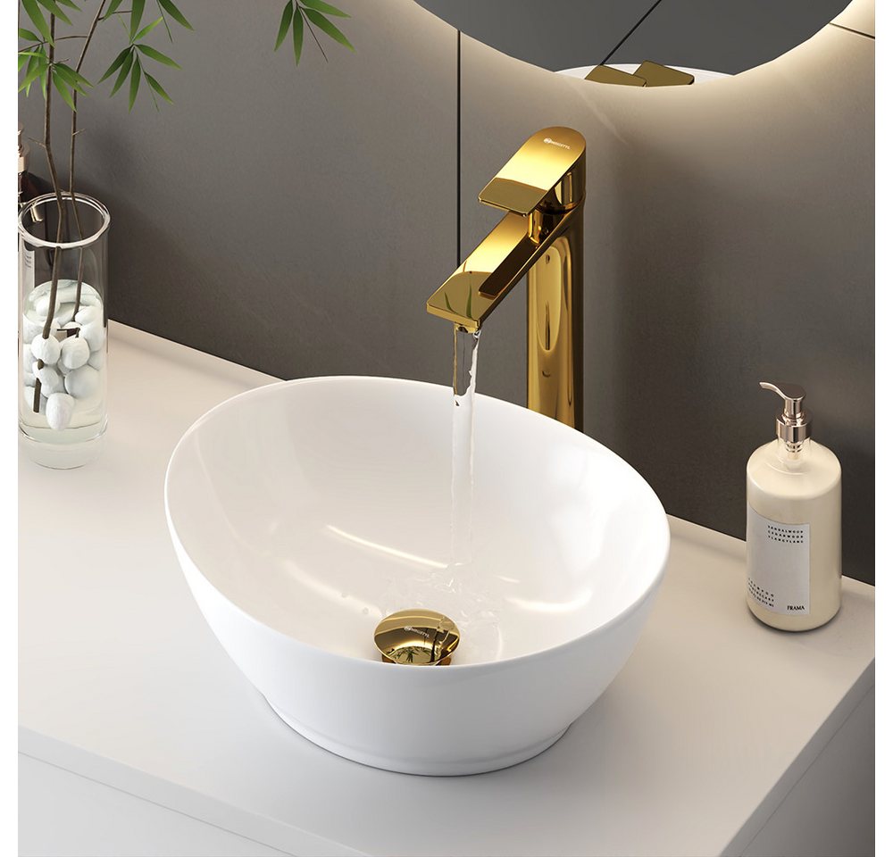 Lomadox Ablaufgarnitur FAUCET-140 Edelstahl Click-Clack Ablaufventil in Goldfarben, glänzend Bild 2