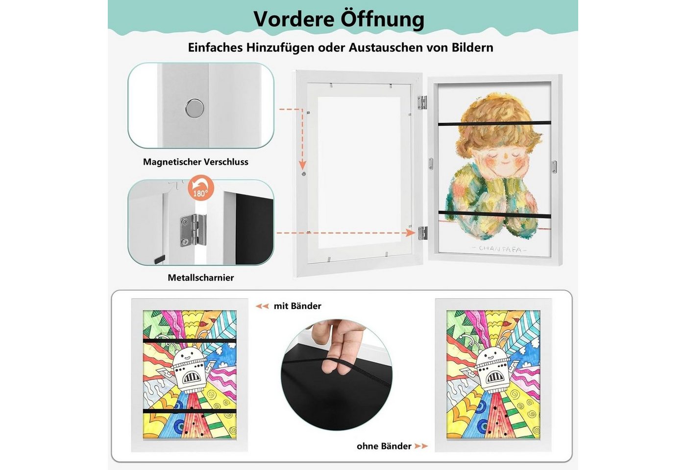 EUGAD Bilderrahmen-Set, (4 St), 3D Bilderrahmen zum Befüllen, A4 Objektrahmen Bild 3