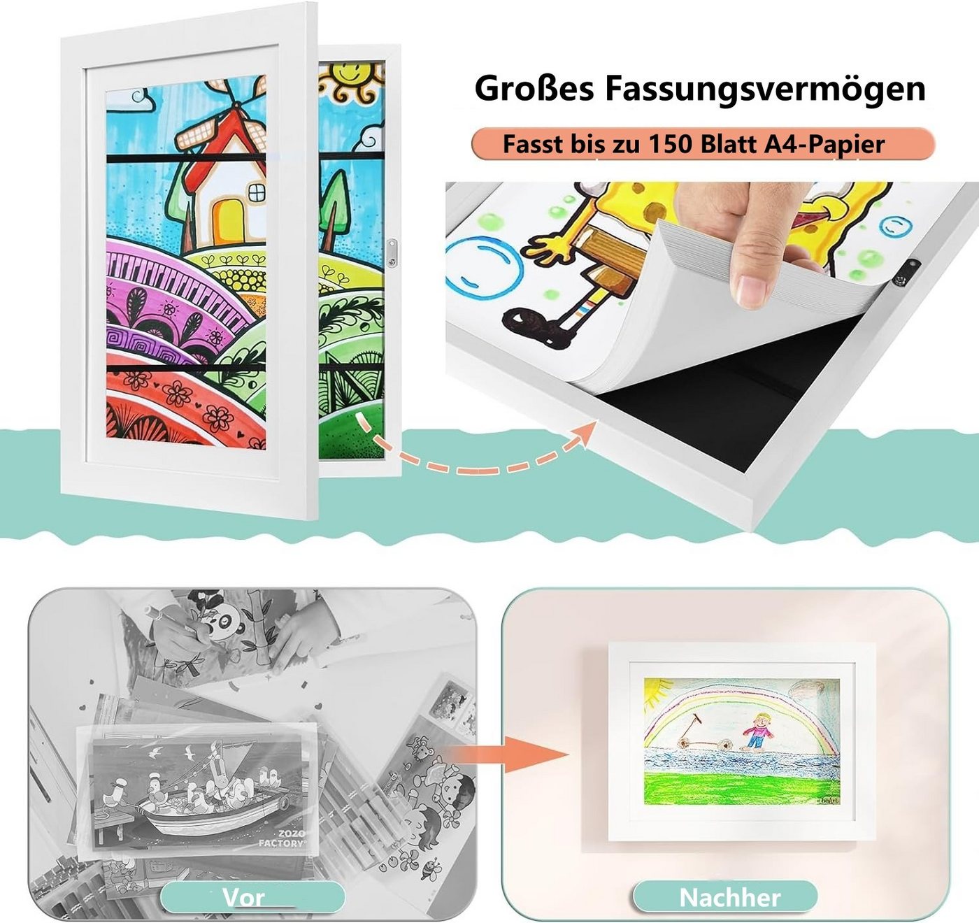 EUGAD Bilderrahmen-Set, (4 St), 3D Bilderrahmen zum Befüllen, A4 Objektrahmen Bild 4