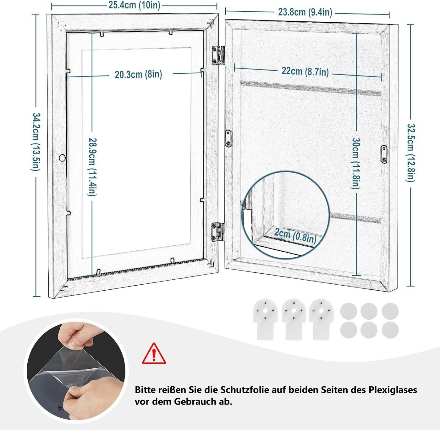 EUGAD Bilderrahmen-Set, (4 St), 3D Bilderrahmen zum Befüllen, A4 Objektrahmen Bild 5