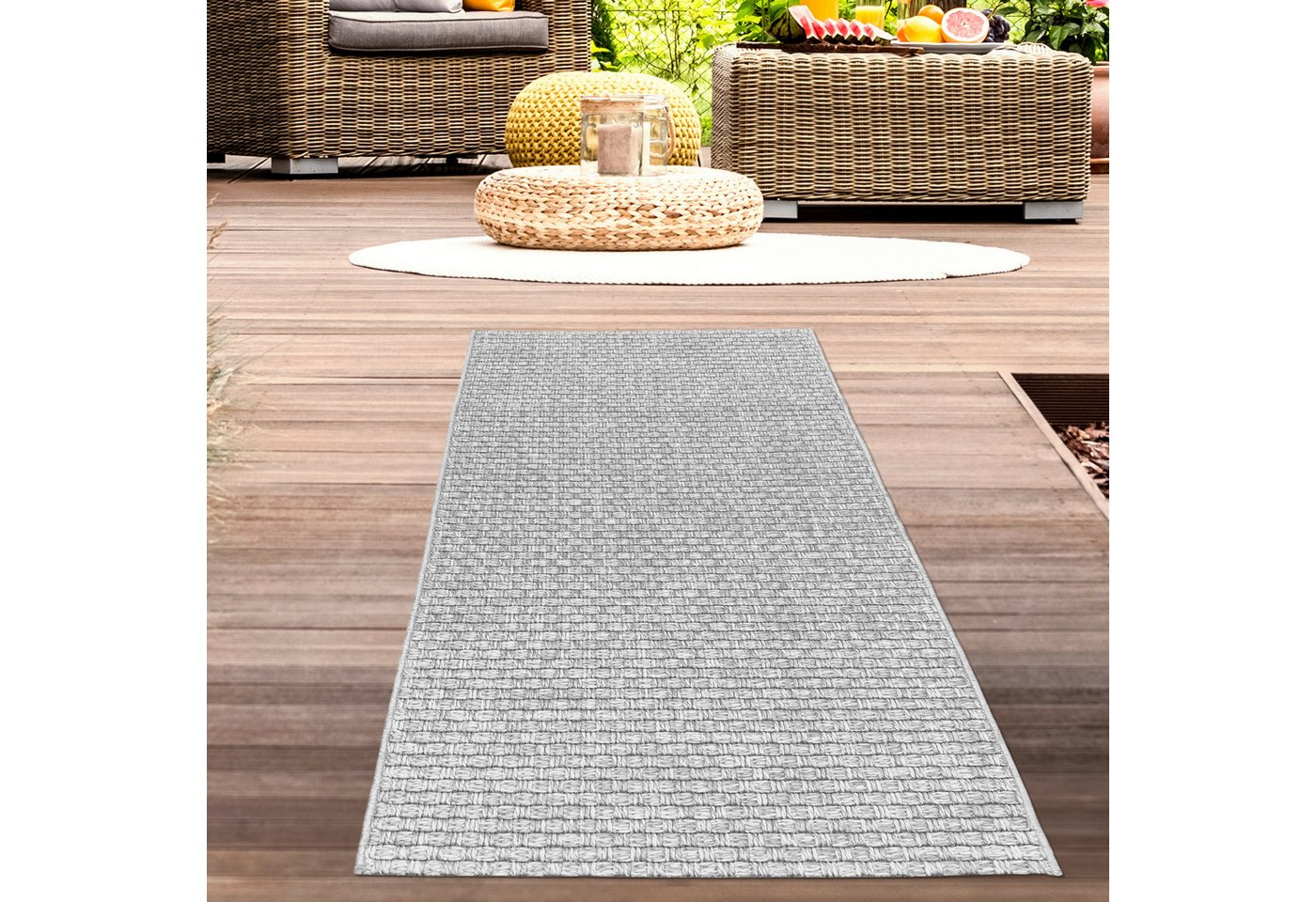 Carpetia Outdoorteppich Außenteppich Balkon wetterbeständig flachgewebe unifarben in grau, rechteckig Bild 2