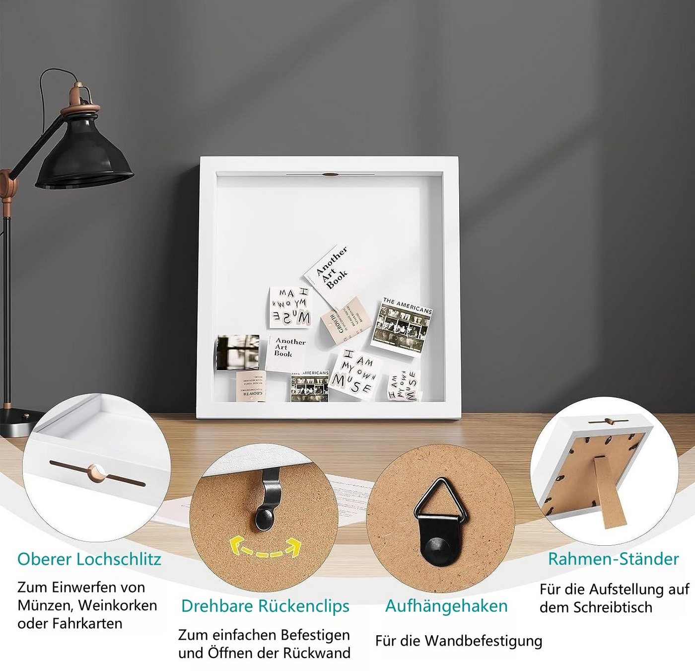 EUGAD Bilderrahmen, (Set, 2 St), 3D Bilderrahmen Objektrahmen MDF-Holzrahmen Bild 2