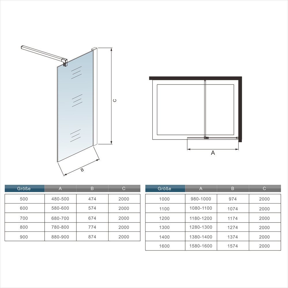Duschparadies Duschwand 10mm Nano Klarglas ESG Glas Walk in Dusche Duschabtrennung, Einscheibensicherheitsglas, (Set), NanoGlas Bild 4