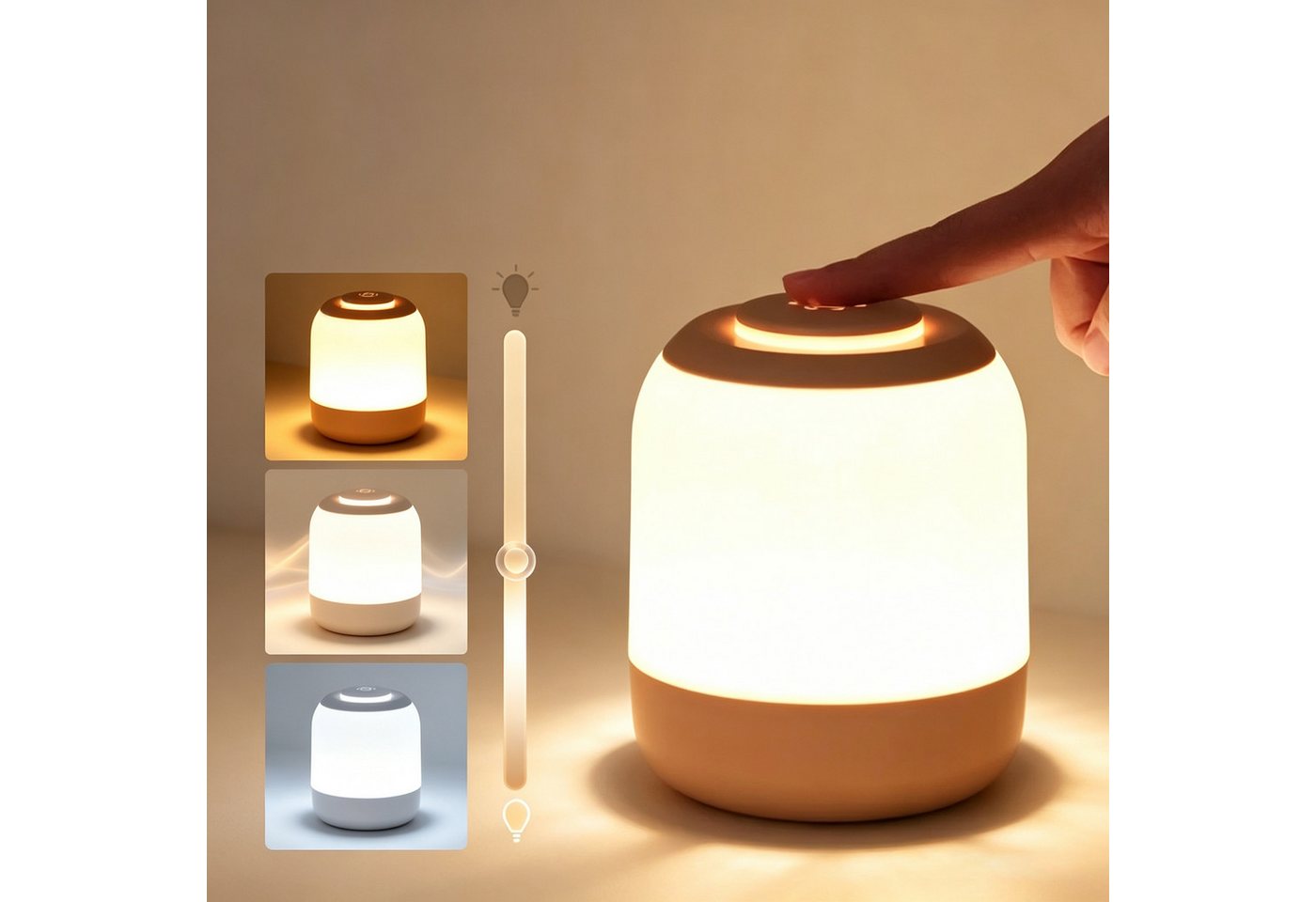 Vornix LED Nachtlicht LED Nachtlicht Touch Nachttischlampe,wiederaufladbares Nachtlicht, LED fest integriert, langer Betrieb, RA80 Stimmungslicht für Schlafzimmer Kinderzimmer Bild 2