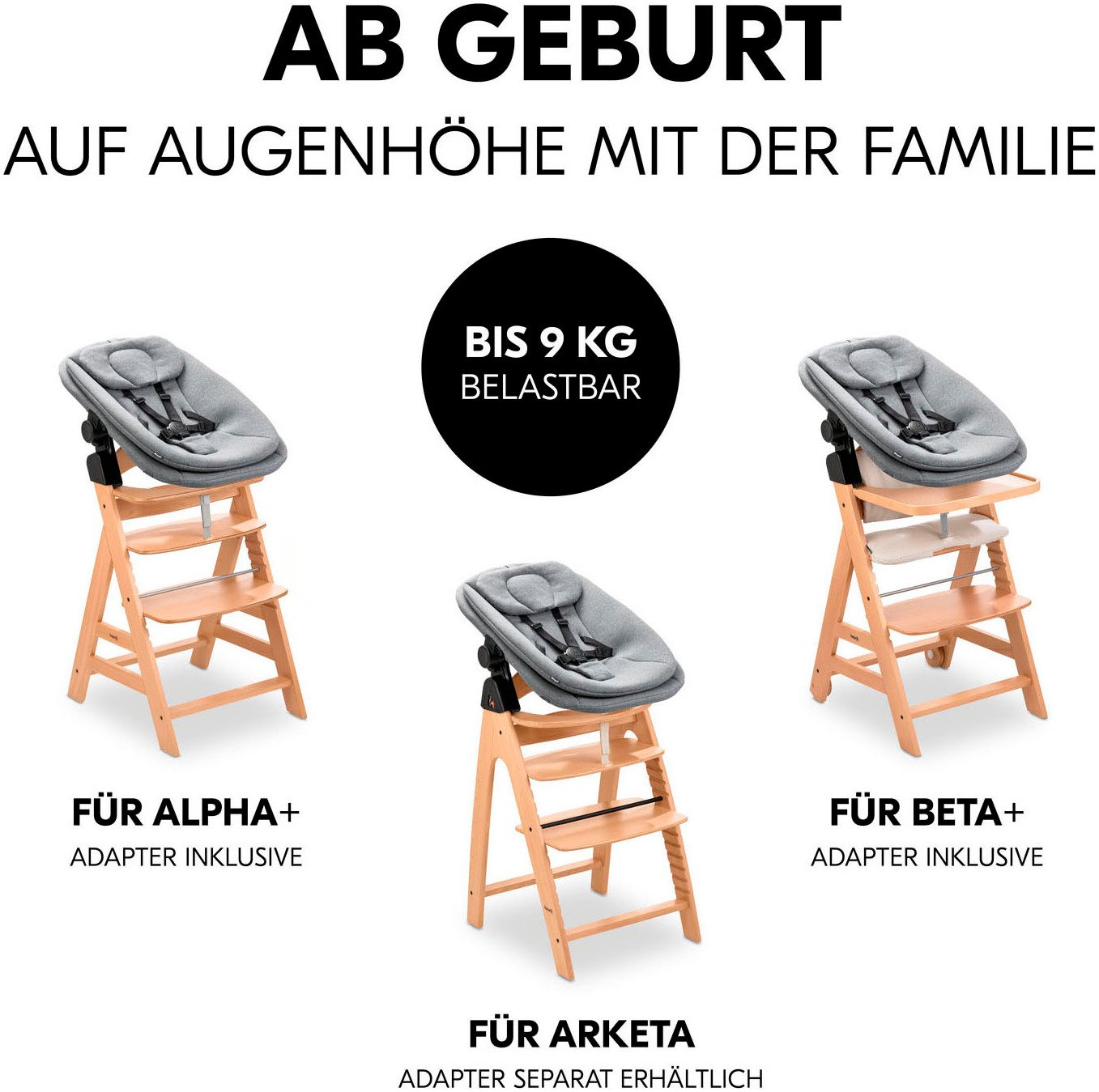 Hauck Babywippe Highchair Bouncer, Dark Grey Melange, für Alpha+, Beta+, Arketa Bild 2