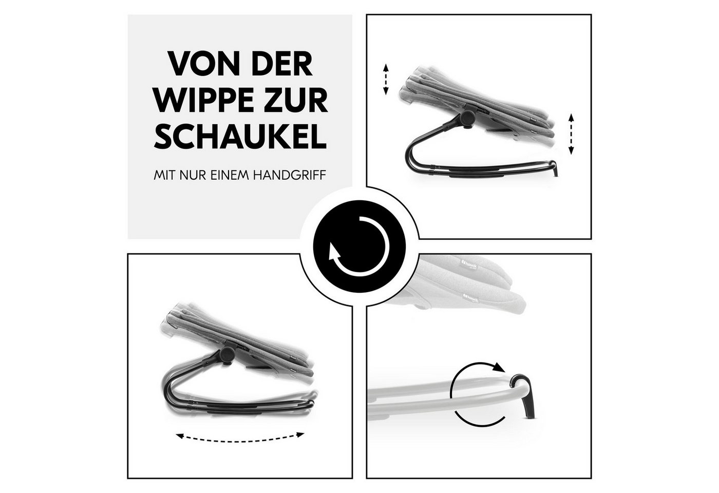 Hauck Babywippe Highchair Bouncer, Dark Grey Melange, für Alpha+, Beta+, Arketa Bild 5