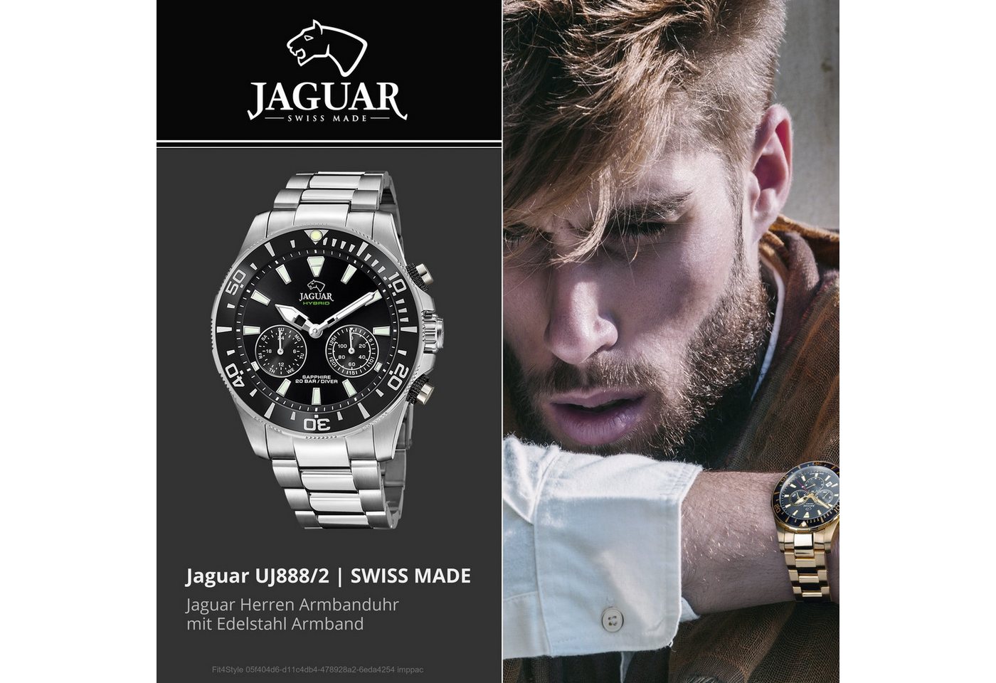 JAGUAR Multifunktionsuhr Jaguar Herrenuhr Edelstahl silber Jaguar, (Multifunktionsuhr), Herren Armbanduhr rund, Edelstahlarmband silber