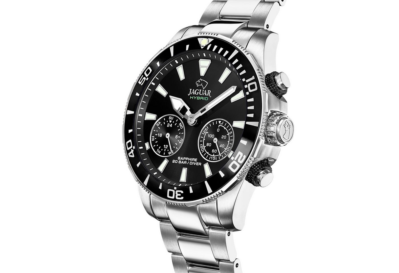 JAGUAR Multifunktionsuhr Jaguar Herrenuhr Edelstahl silber Jaguar, (Multifunktionsuhr), Herren Armbanduhr rund, Edelstahlarmband silber Bild 5