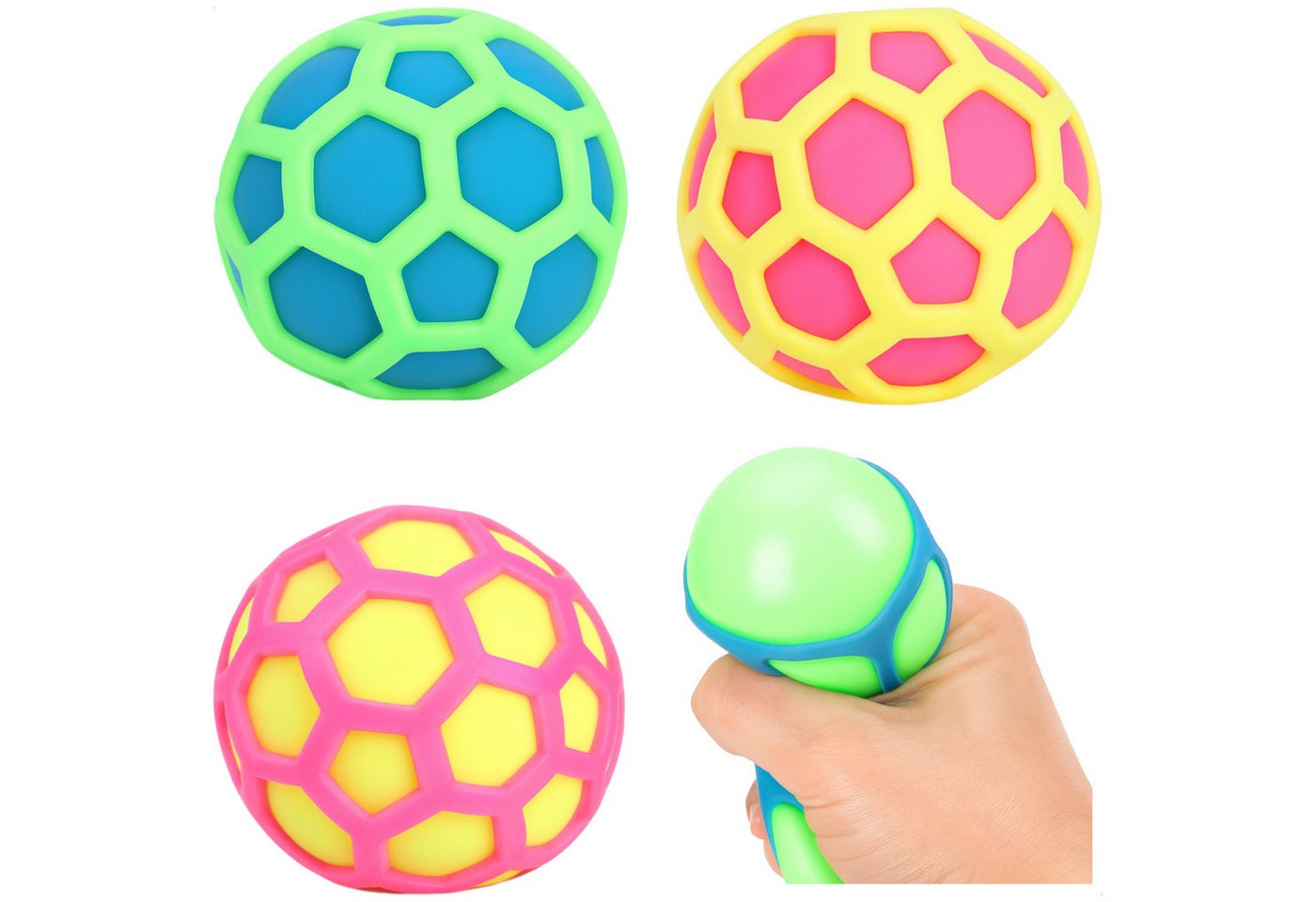 com-four Anti-Stress-Ball Squeeze Spielzeug zur Entspannung für Kinder und Erwachsene (4-St), Druckfiguren für Stressabbau - Knautschbälle [Auswahl variiert] Bild 5