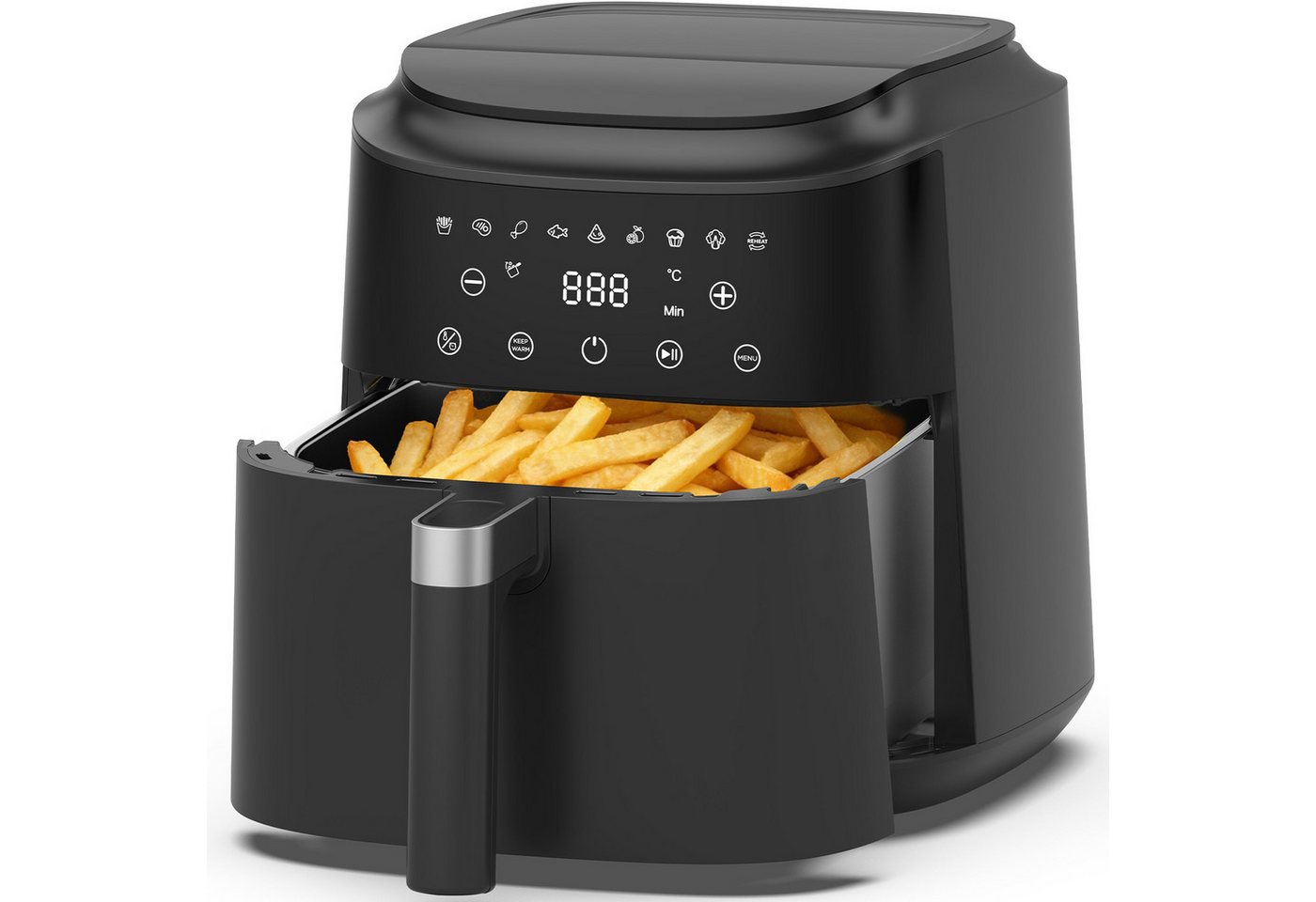 AIMAX Heißluftfritteuse Airfryer 6L, 360° Heißluft, Timer, 40–200°C, Spülmaschinenfest, fettarm, ohne Öl, 1650 W, Touchdisplay, LED-Bildschirm, 9 Programme, Überhitzungsschutz