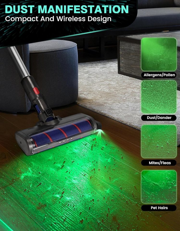 feinlux Stielstaubsauger Wiederaufladbares Vakuum-Lichtzubehör, beutellos, mit Beutel,Wassertank, Akku-Hand- und Stielstaubsauger