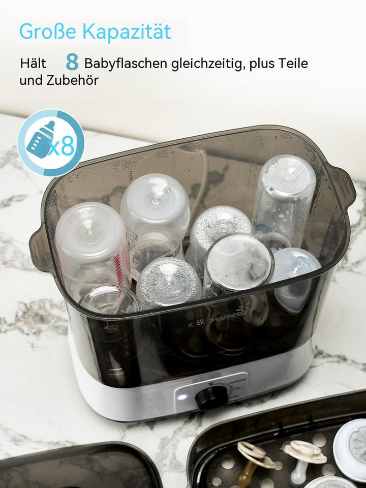 TWUFY Babyflaschenwärmer 2026 Modell 4-in-1 Babyflaschenwärmer Sterilisator Große Kapazität, Für 8 Flaschen und Schnuller Für Babyflaschen, Milchpumpenteile Bild 5