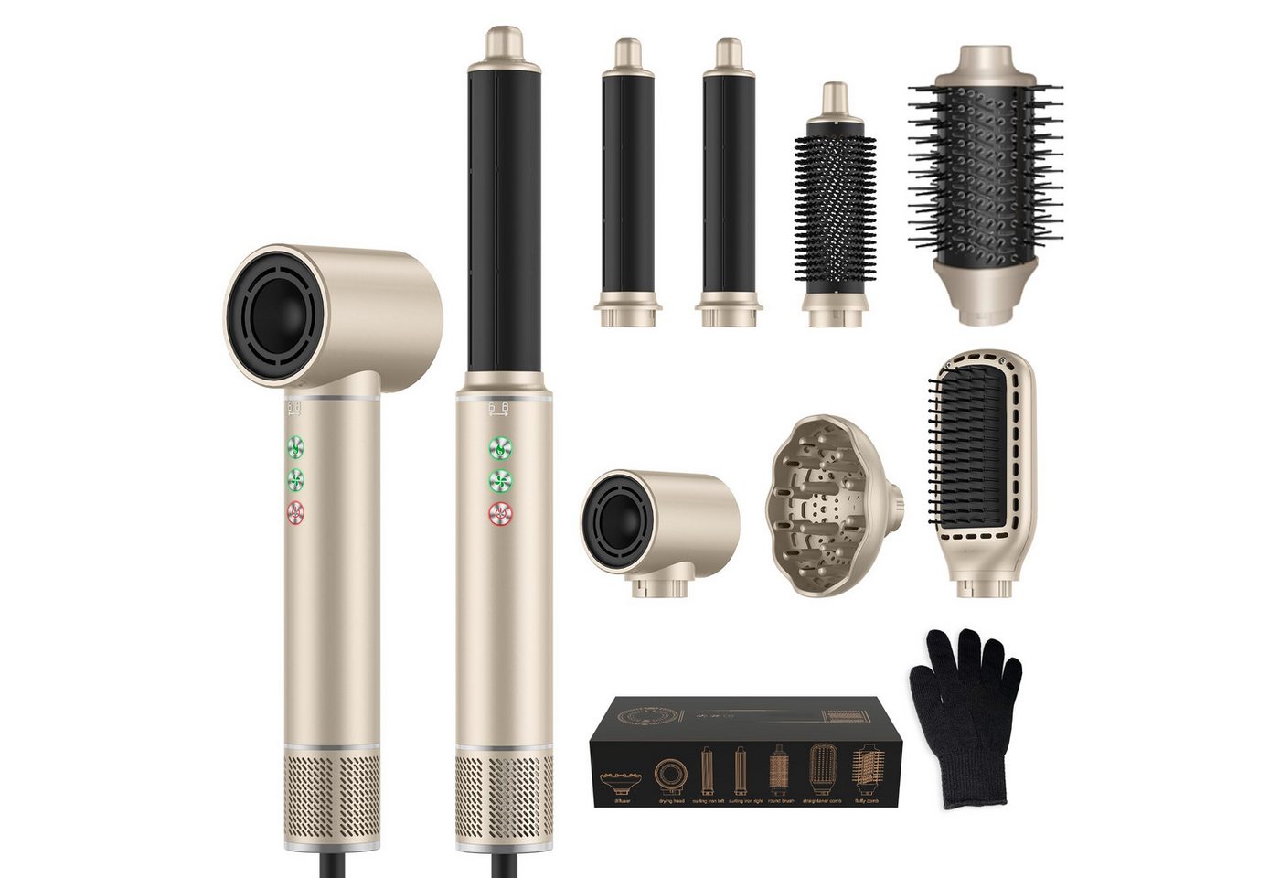 UKLISS Multihaarstyler 7-in-1 Air Styler Hochgeschwindigkeits-Haartrockner Set, 1300 W, Warmluftstyler mit Lockenstab, Diffusor & negativen Ionen Bild 2