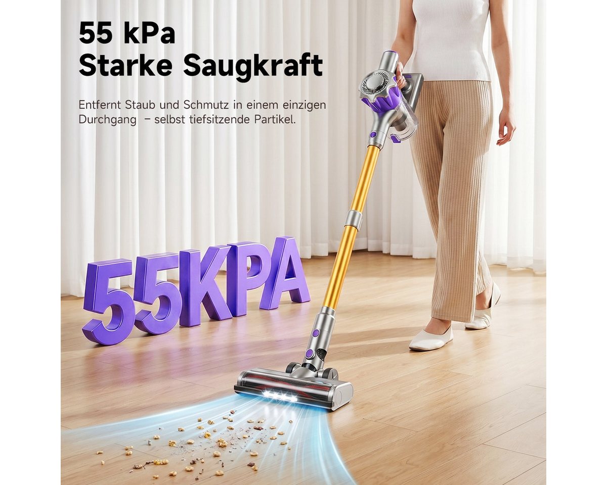 AeroAxis Akku-Hand-und Stielstaubsauger Akku Staubsauger Kabellos 55000pa/ 500W/ 50min Laufzeit für Tierhaare, 500 W, beutellos, Kabellos nutzbar,LED-Anzeige,Wandhalterung für platzsparende Lagerung Bild 3