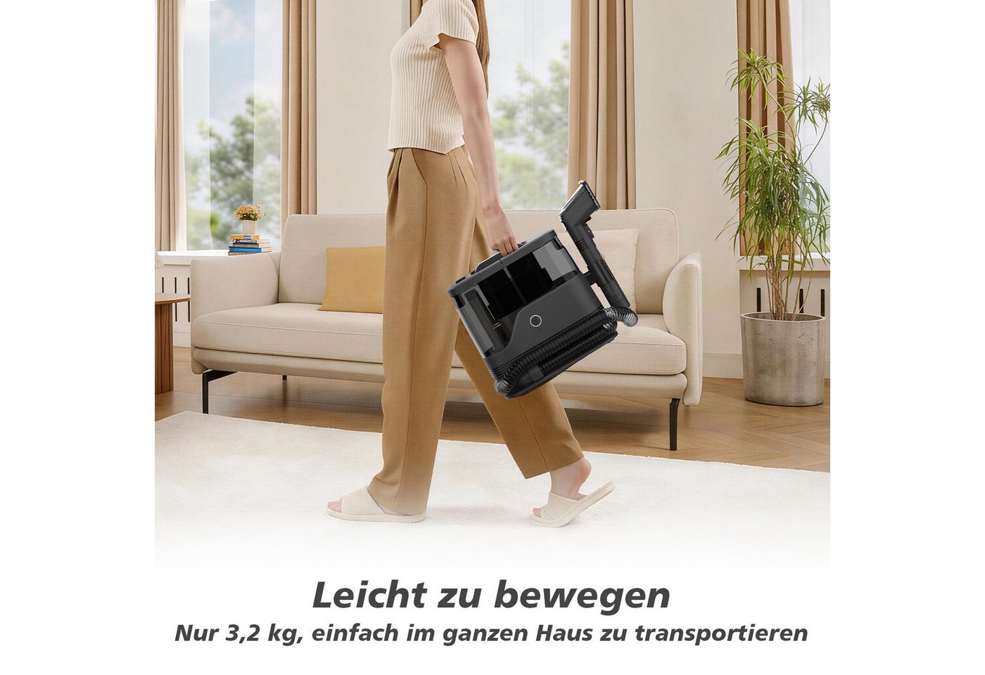 AIMAX Teppichreinigungsgerät Polsterreinigungsgerät, Waschsauger, 2 Reinigungsdüsen, 400 W, beutellos, Selbstreinigung und langem Schlauch, für Sofas, Teppiche, Autositze Bild 2