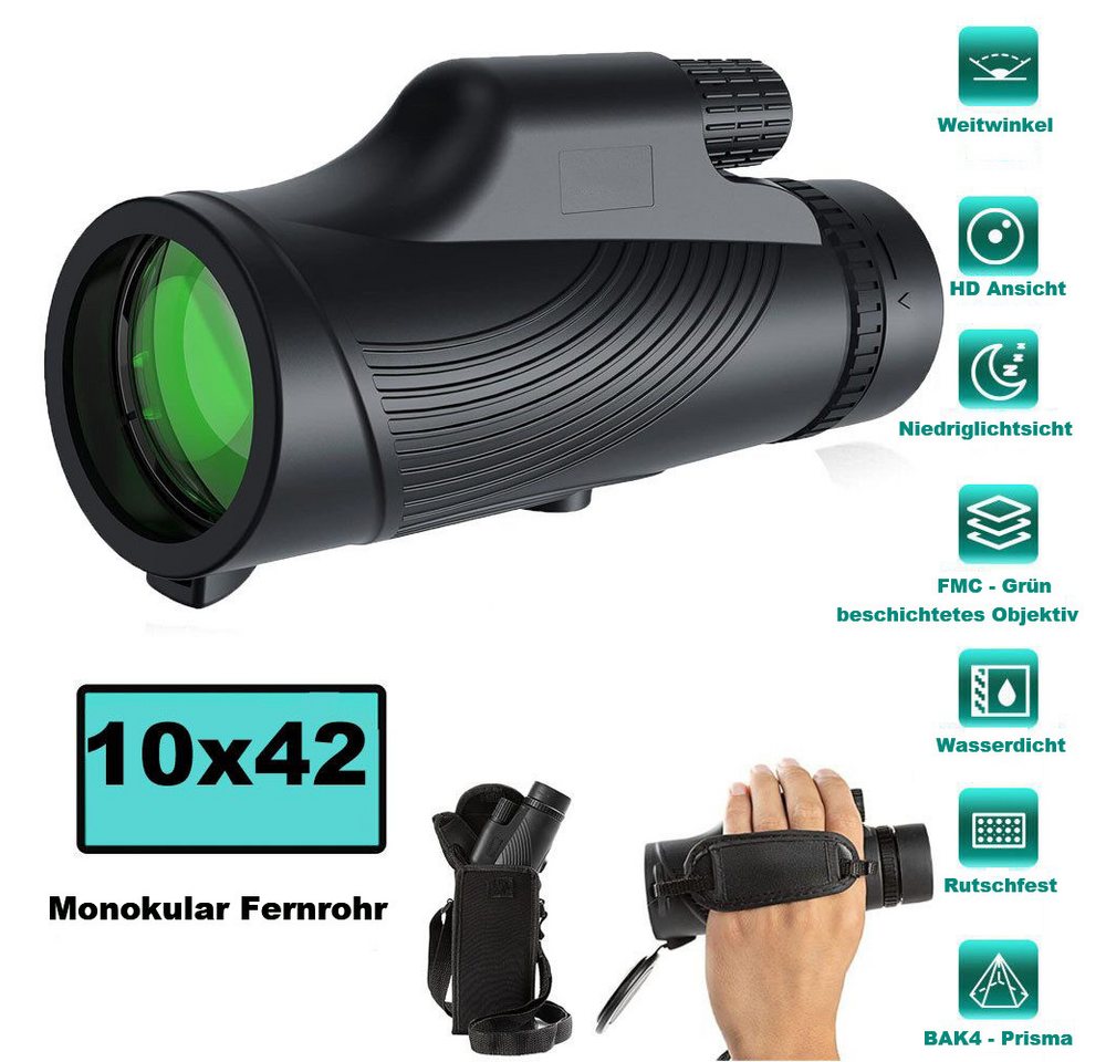 TWUFY Monokulares Teleskop 10x42, Hochauflösendes für Erwachsene Jagen Monokular (BAK4-Prisma & FMC-Objektiv, Vogelbeobachtung Wandern)