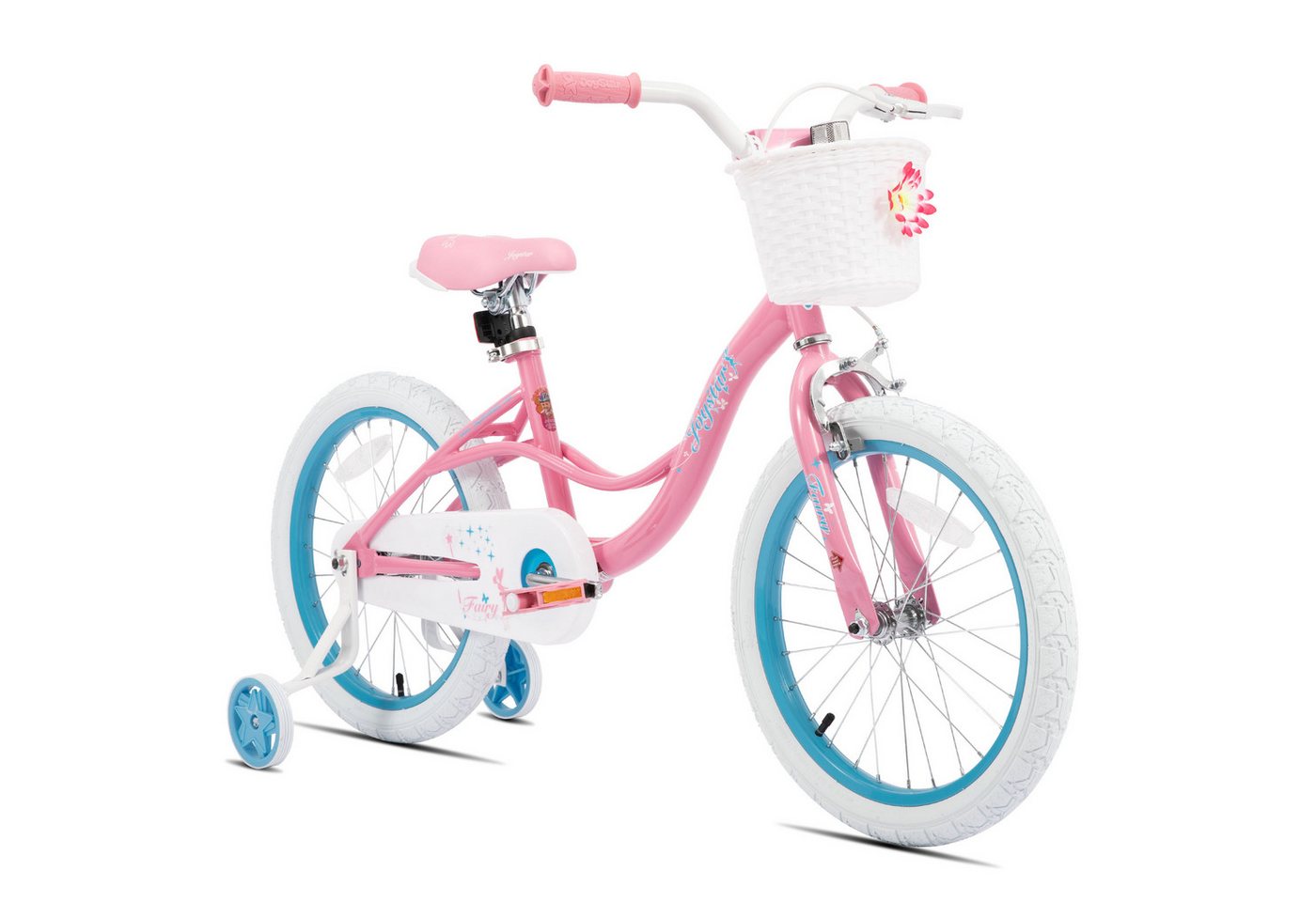 JOYSTAR Kinderfahrrad Mädchen‑Kinderfahrrad Stützrädern & Bremse für Spiel & Freizeit 2‑9 J., mit Stützräder, Handbremse und Korb, Geschenke für Prinzessinnen