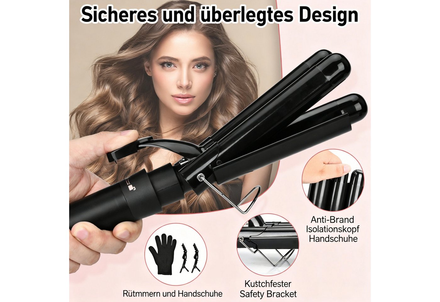 AIBISTAR Lockenstab 5-in-1 Multifunktion Lockenstylist, 5 Größen, 80–230°C, 30s Aufheizung, 9-28mm, 3 Temperaturbereiche – für feines/normales/dickes Haar Bild 5