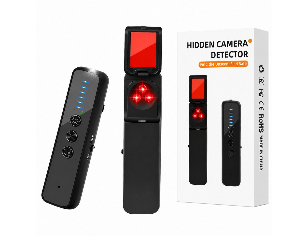 XEOOCE Überwachungskamera Zubehör Insektendetektor Anti Spion Kamera Finder RF Signal Scanner (Erfassungsbereich: 1 MHz – 8 GHz)
