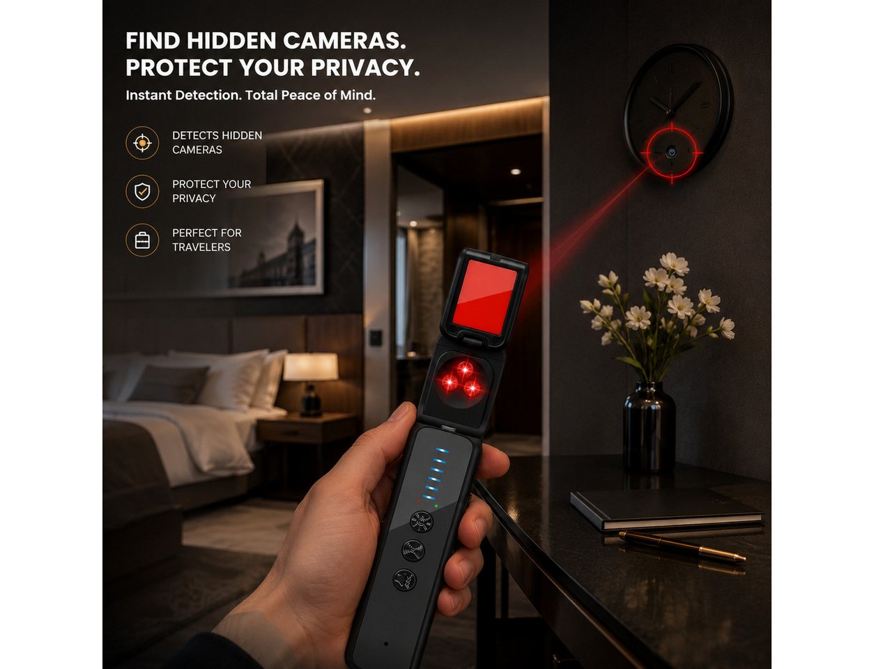 XEOOCE Überwachungskamera Zubehör Insektendetektor Anti Spion Kamera Finder RF Signal Scanner (Erfassungsbereich: 1 MHz – 8 GHz) Bild 3