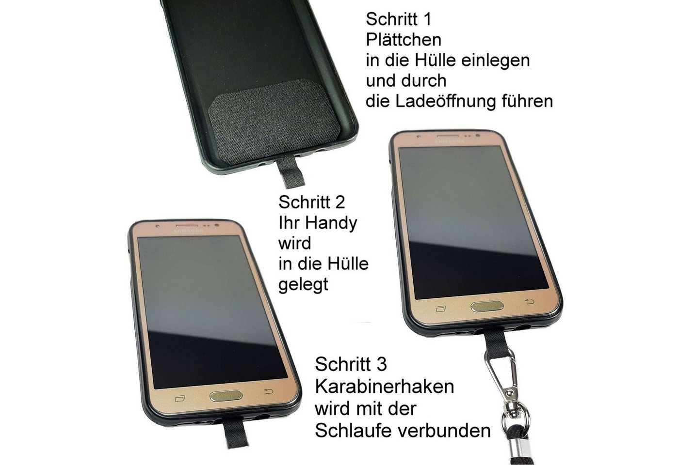 Traumhuelle Handykette Universal HandyKETTE HandyBAND zum Umhängen Kette Band schwarz, verstellbar für Handy Hülle Schutzhülle Case Cover Handytasche Etui
