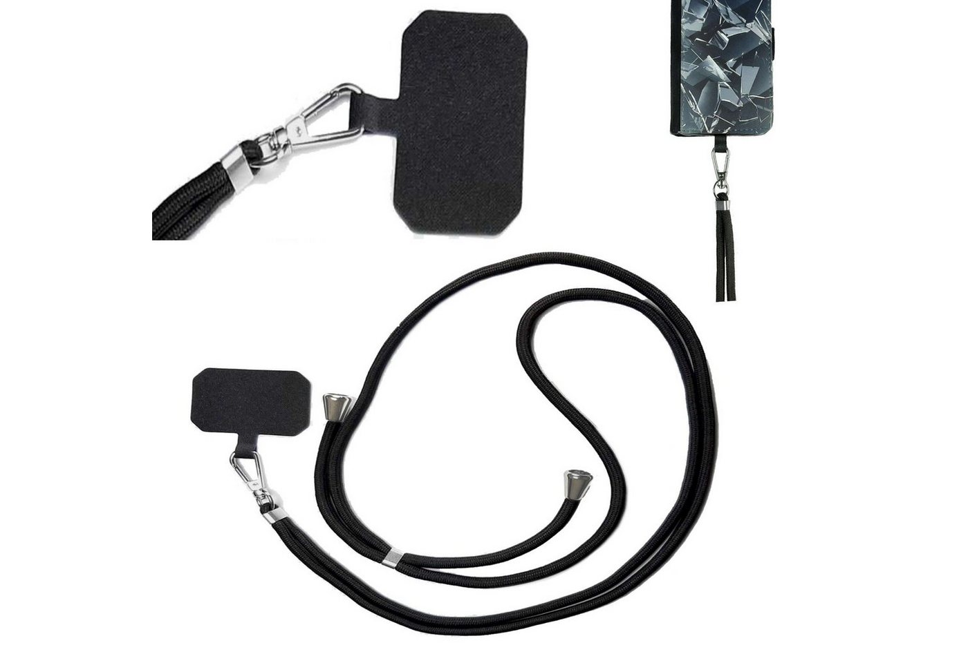 Traumhuelle Handykette Universal HandyKETTE HandyBAND zum Umhängen Kette Band schwarz, verstellbar für Handy Hülle Schutzhülle Case Cover Handytasche Etui Bild 2