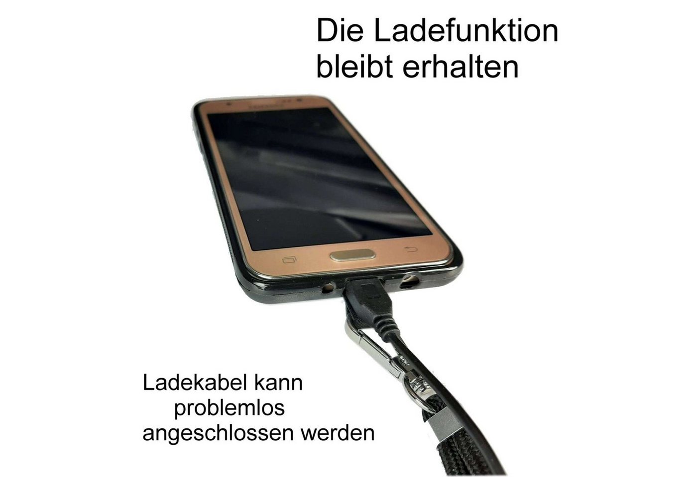 Traumhuelle Handykette Universal HandyKETTE HandyBAND zum Umhängen Kette Band schwarz, verstellbar für Handy Hülle Schutzhülle Case Cover Handytasche Etui Bild 3