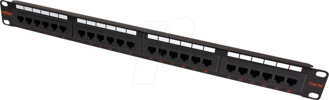 ROLINE 26110349 - 19'' Patchpanel, 1 HE, 24-Port, Cat.5e, schwarz