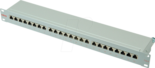 ROLINE 26110351 - 19'' Patchpanel, 1 HE, 24-Port, Cat.6, grau